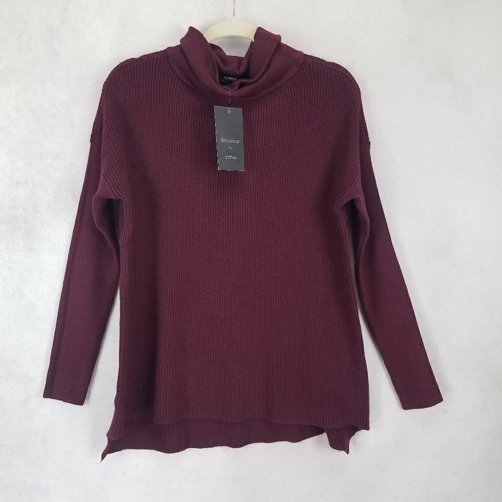 NWT Devotion by Cyrus Cowl Neck Pullover Sweater Ruby Red Women XS Casual Fall